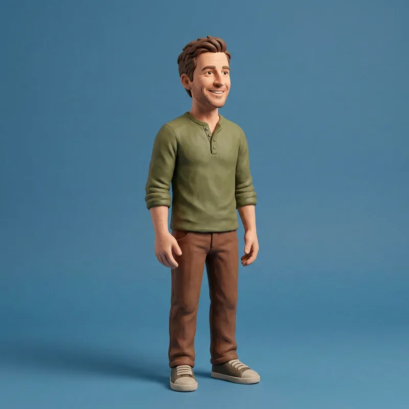 Dad as a character in the Claymation style