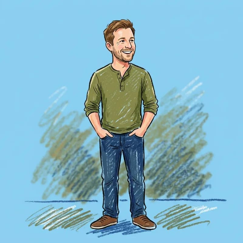 Dad as a character in the Crayon style