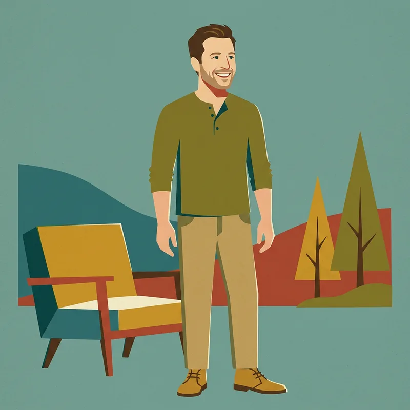 Dad as a character in the Mid-Century style