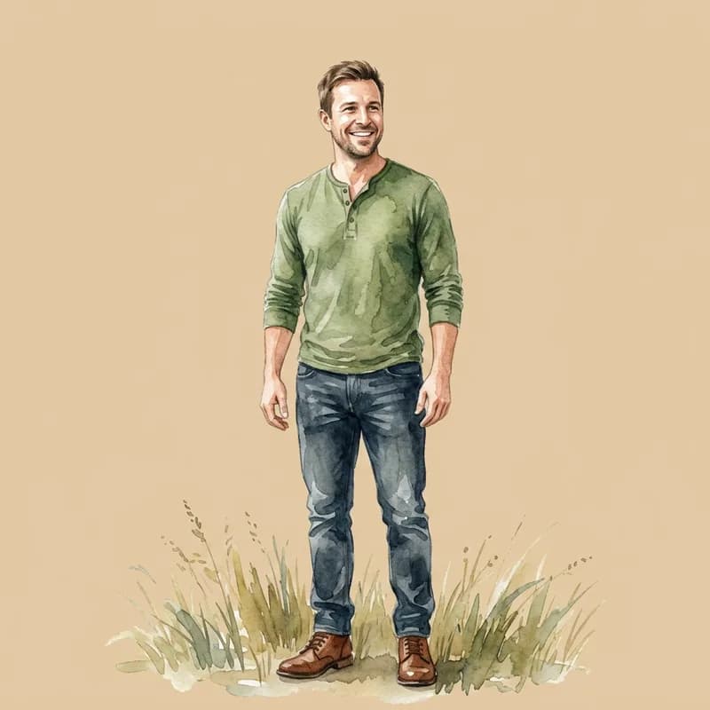 Dad as a character in the Watercolor style