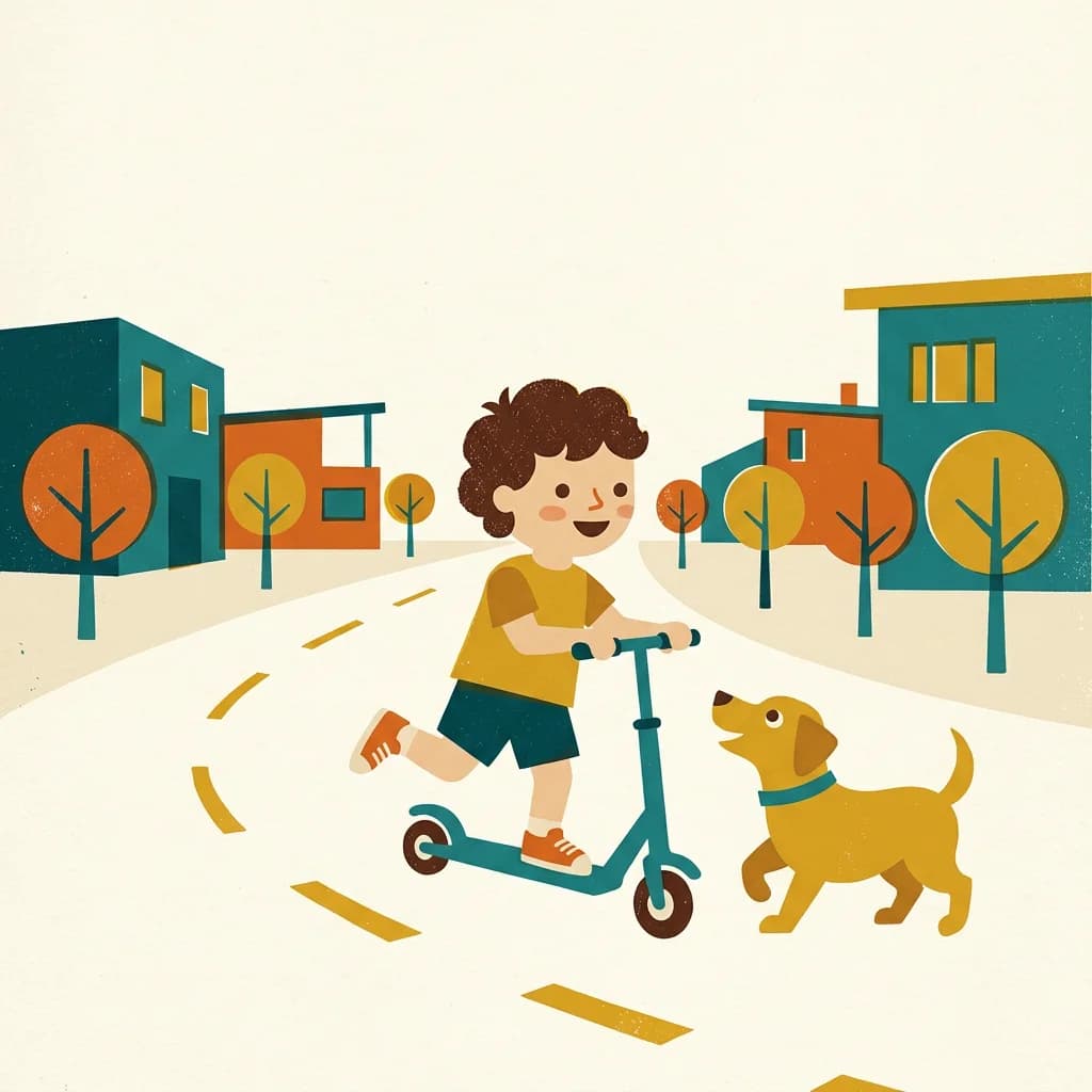 An example illustration in the Mid-Century style