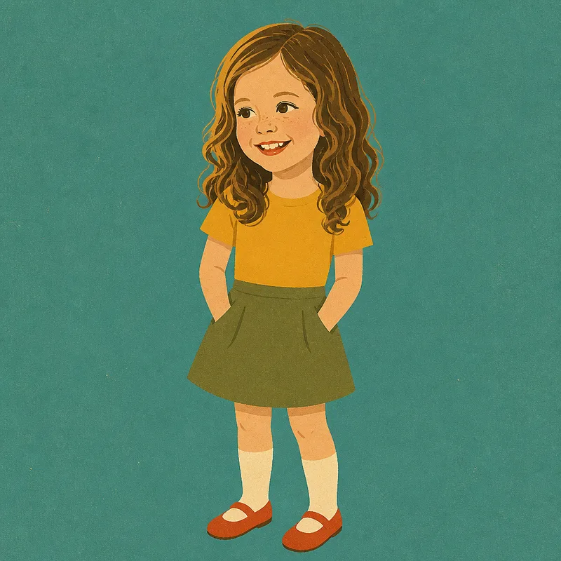 Lena als Figur im Zeichenstil Mid-Century